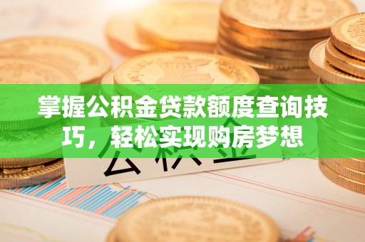 湖州掌握公积金贷款额度查询技巧，轻松实现购房梦想