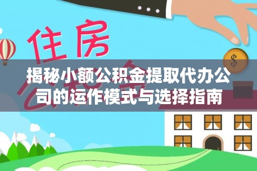 湖州揭秘小额公积金提取代办公司的运作模式与选择指南