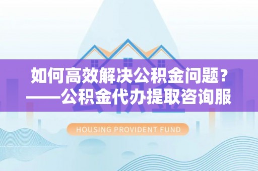 湖州如何高效解决公积金问题？——公积金代办提取咨询服务指南