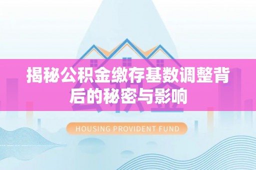 湖州揭秘公积金缴存基数调整背后的秘密与影响